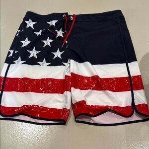 OP flex 4 way stretch American Flag Men's Board Shorts Size 38”waist swim trunks